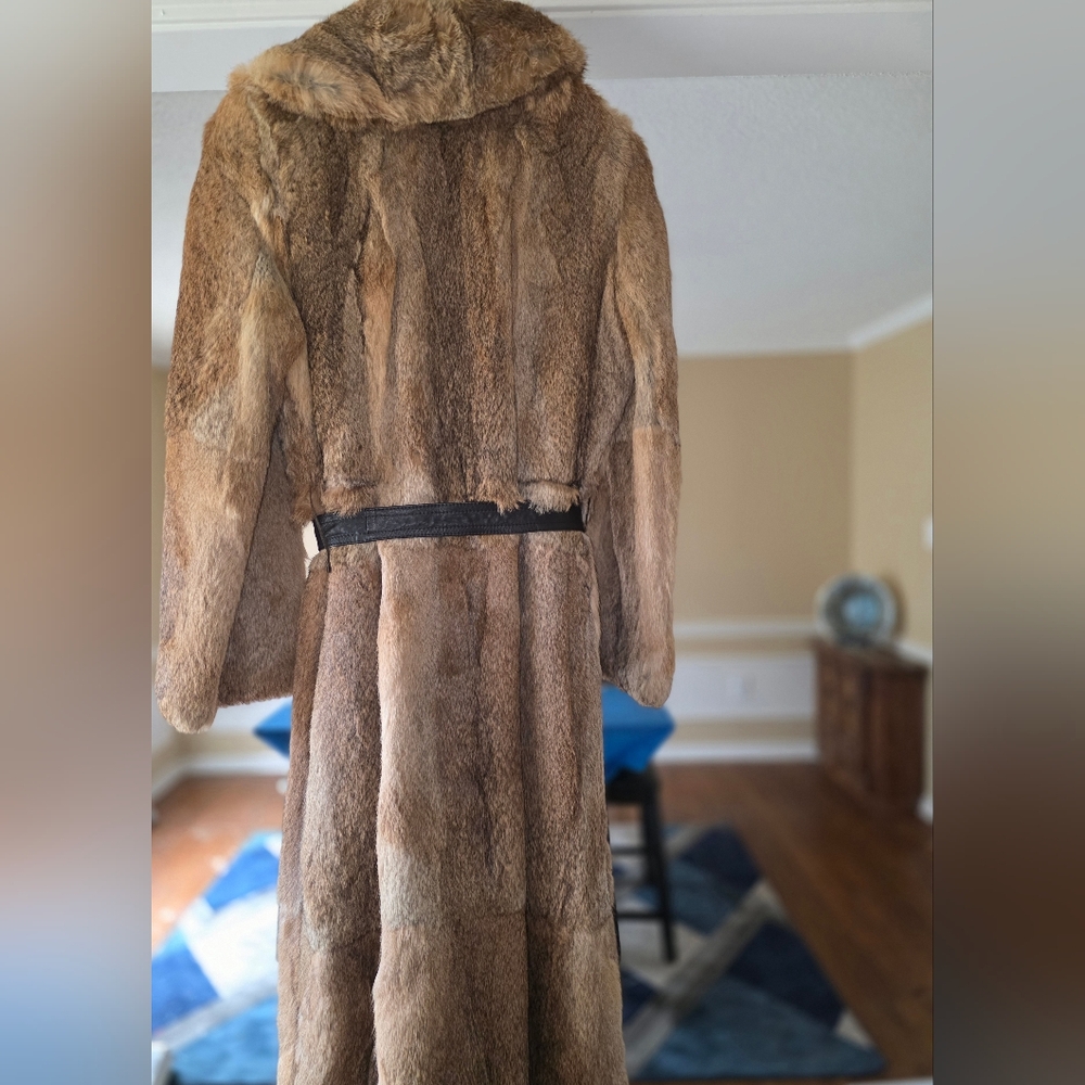 Elegant Tan Rabbit Fur Coat - Picture 6 of 6